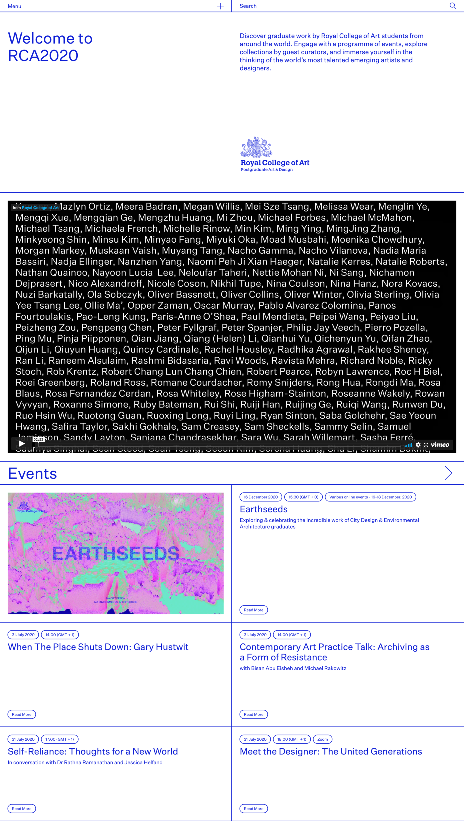 RCA2020 home page