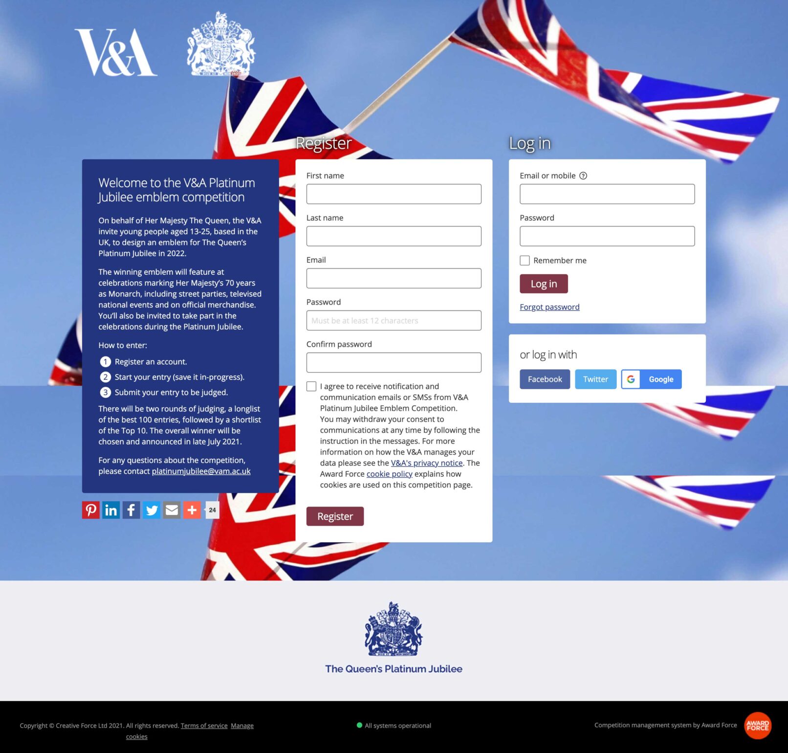 V&A Platinum Jubilee emblem competition website