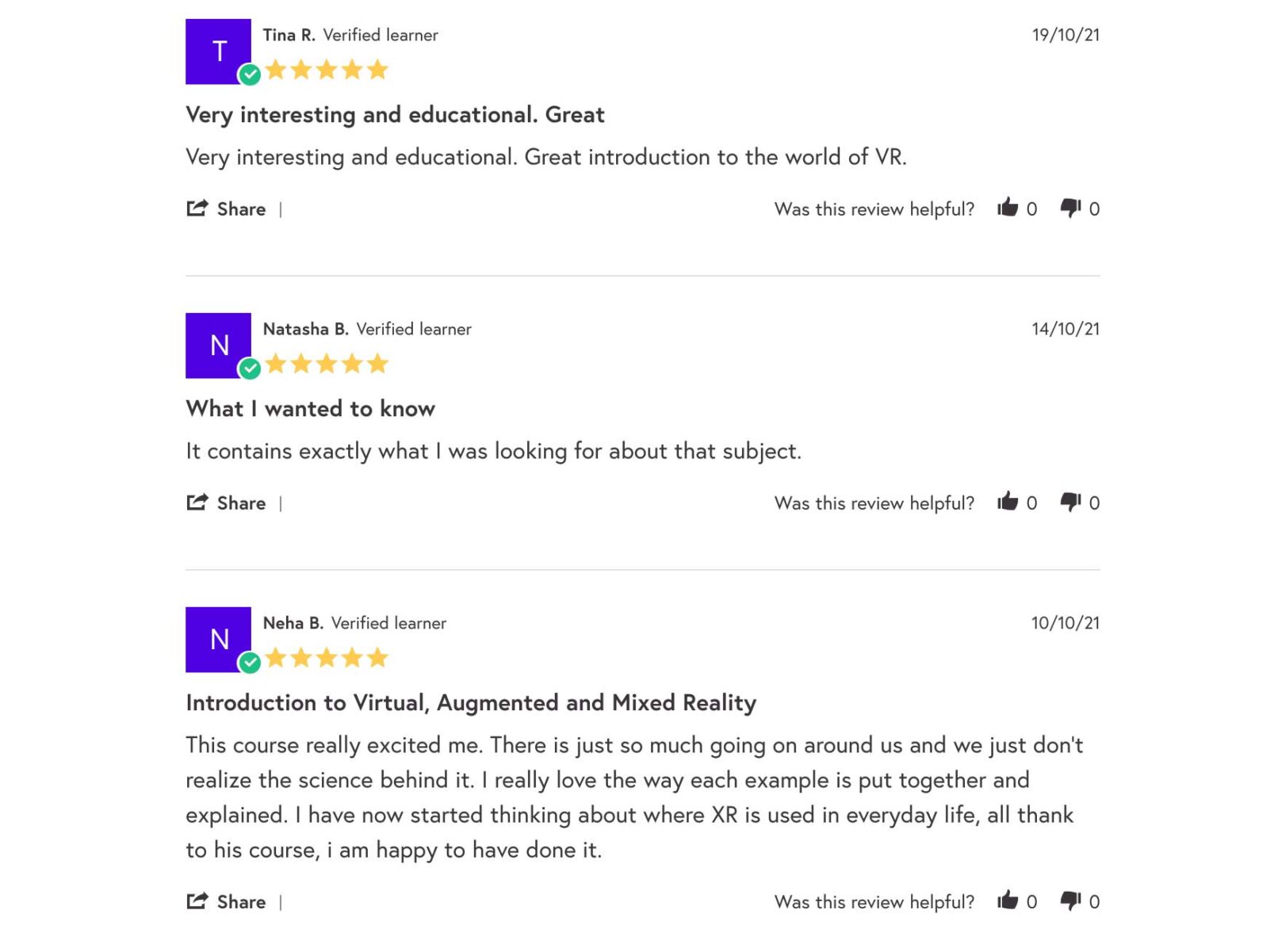 Course reviews from online learners